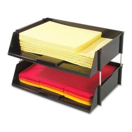 Sp Richards Deflect-o Heavy-Duty 2 Tier Side Loading Letter Tray - 3.5"H x 16.5"W x 11.8"D - Black DEF582704